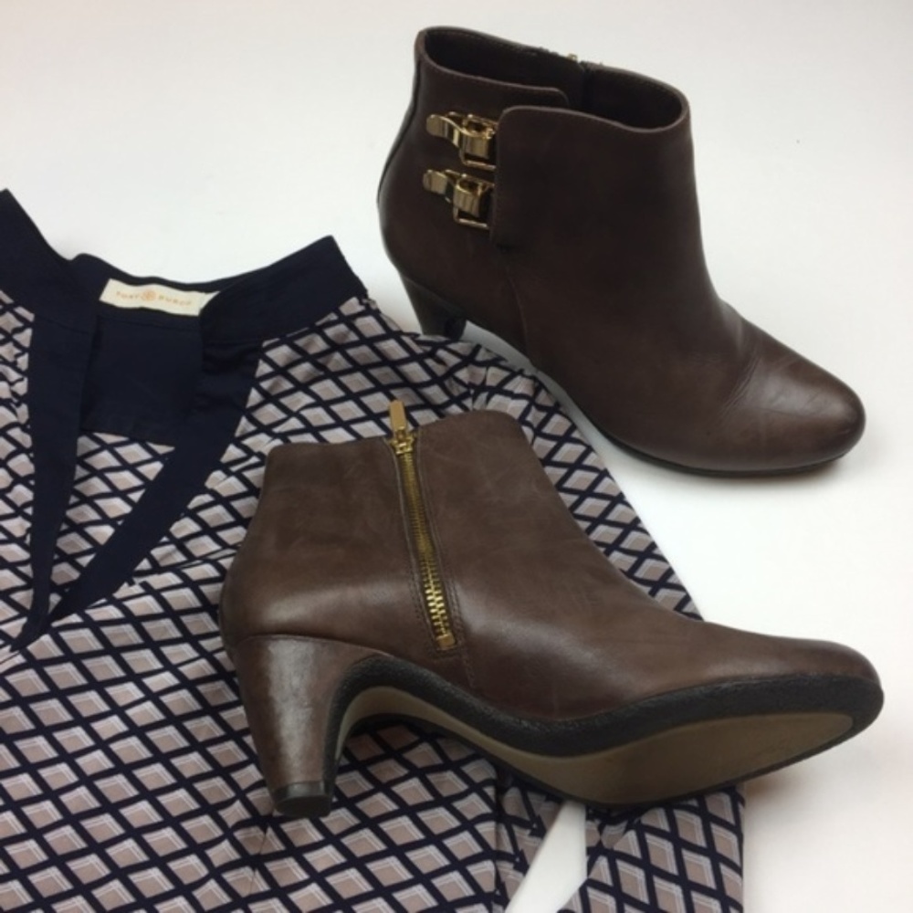 Sam Edelman Marmont Leather Buckle Brown Booties